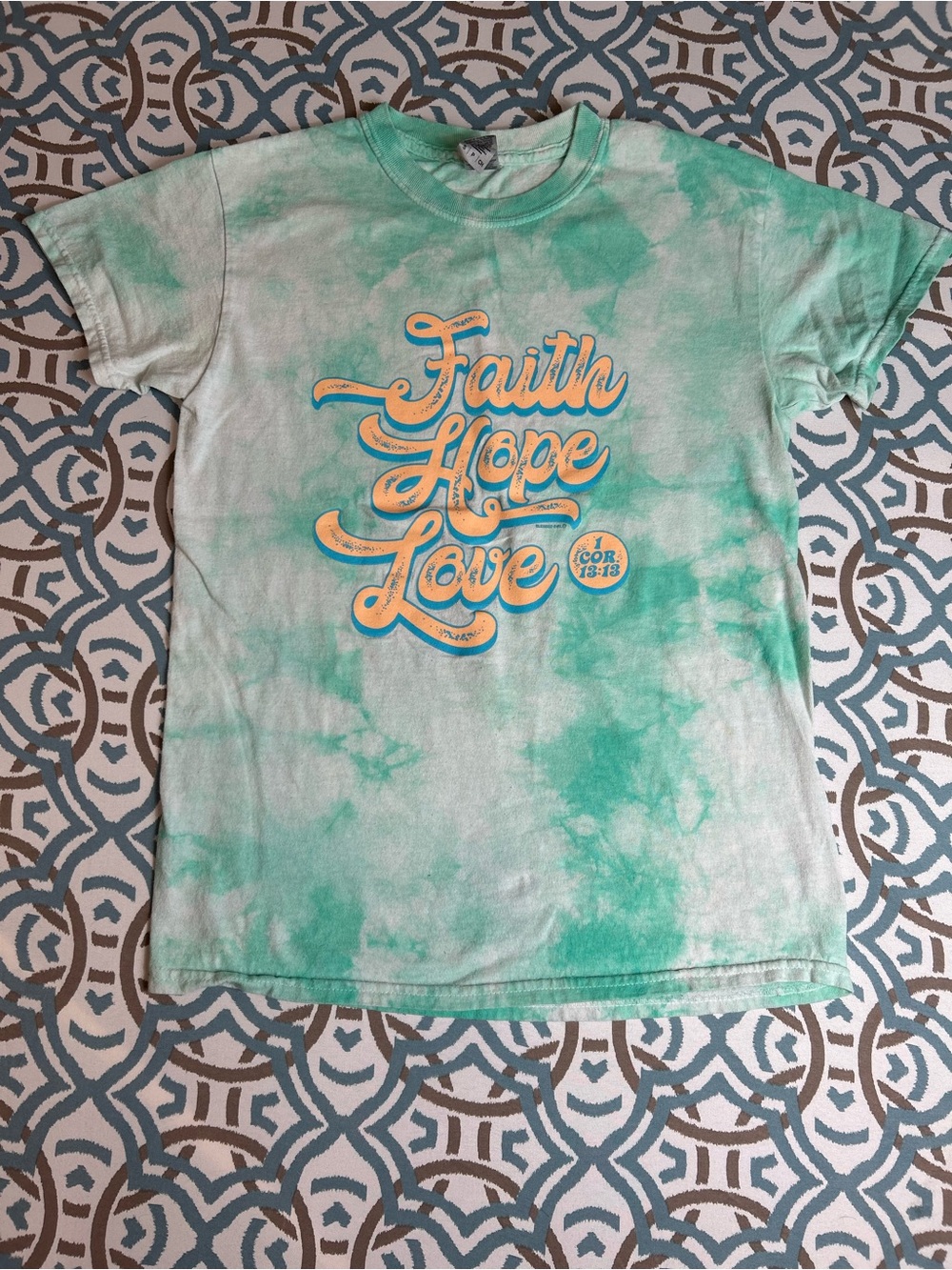Faith Hope Love Tie-Dye Tee - Green